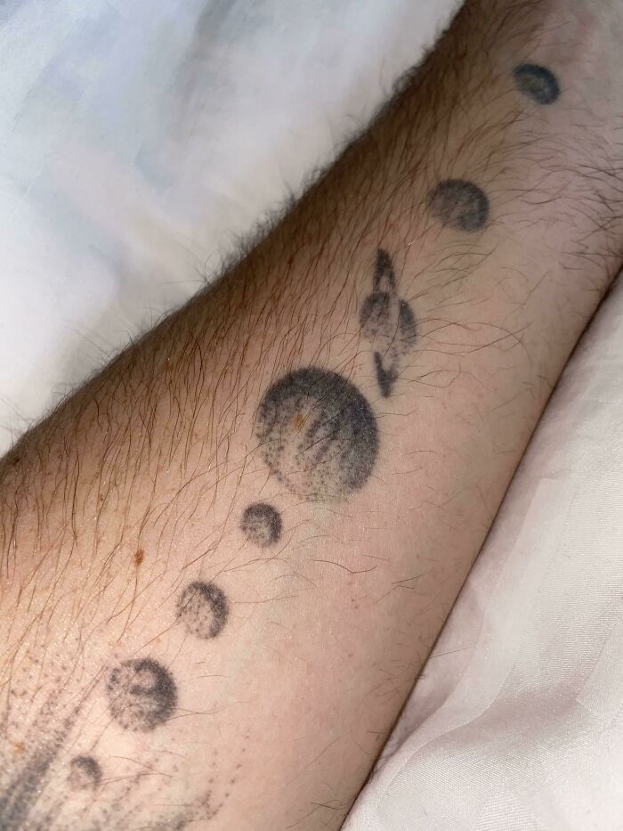 I Tattooed A Solar System On My Forearm And Later Got A Mole On Jupiter Which Now Represents Its Great Red Spot