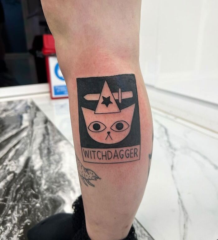 Witch Dagger calf tattoo
