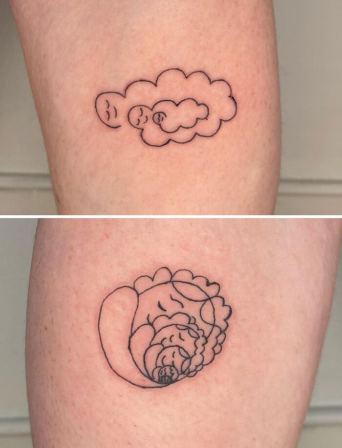 A Couple Snugglers calf tattoo