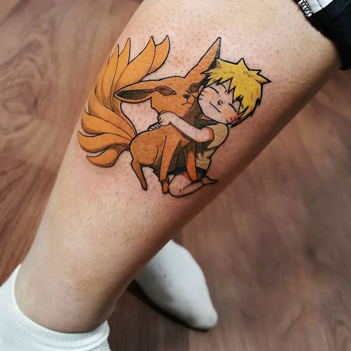 Naruto calf tattoo