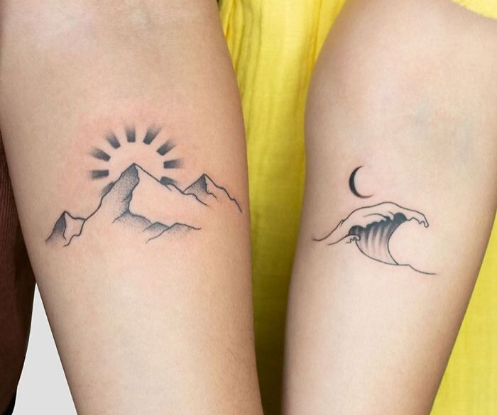 Couple Tattoo Representing A Perfect Balance For Each Other