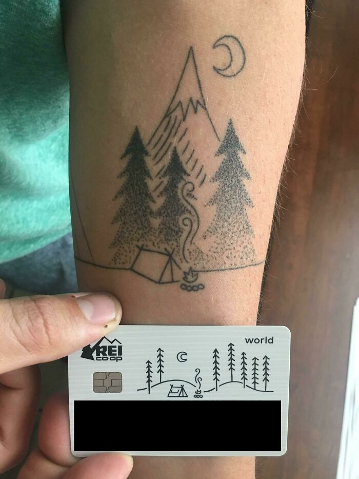 My New Rei Credit Card Has An Eerily Similar Design To My Year Old Tattoo