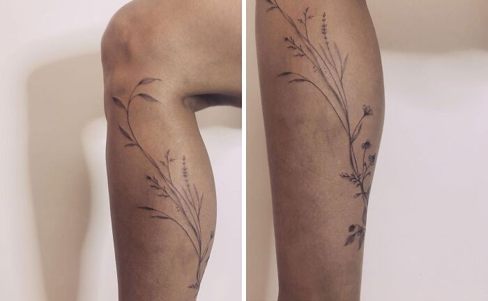 Flower Calf Tattoo