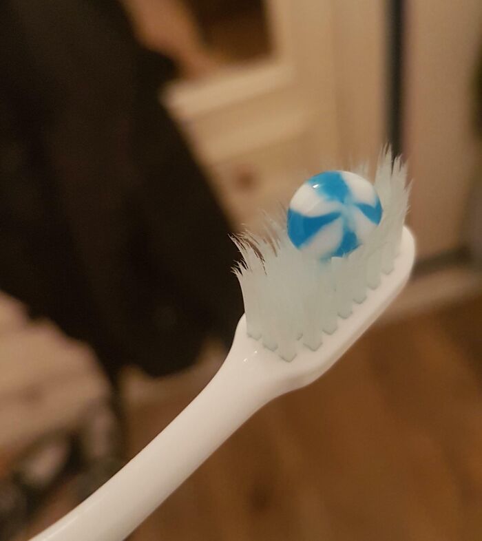 Perfectly Shaped Toothpaste Ball, Looks A Bit Like A Hard Candy