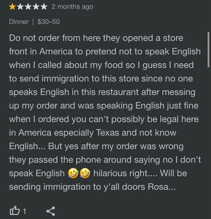 This Racist Review Threatens To Send Immigration To A Mexican Restaurant