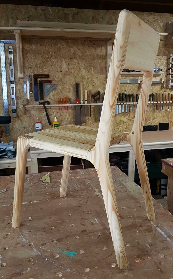 First Proper Project In The New Workshop, Pine Chair