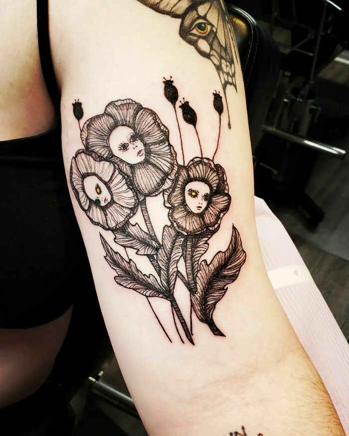 Flowers With Faces Tattoo