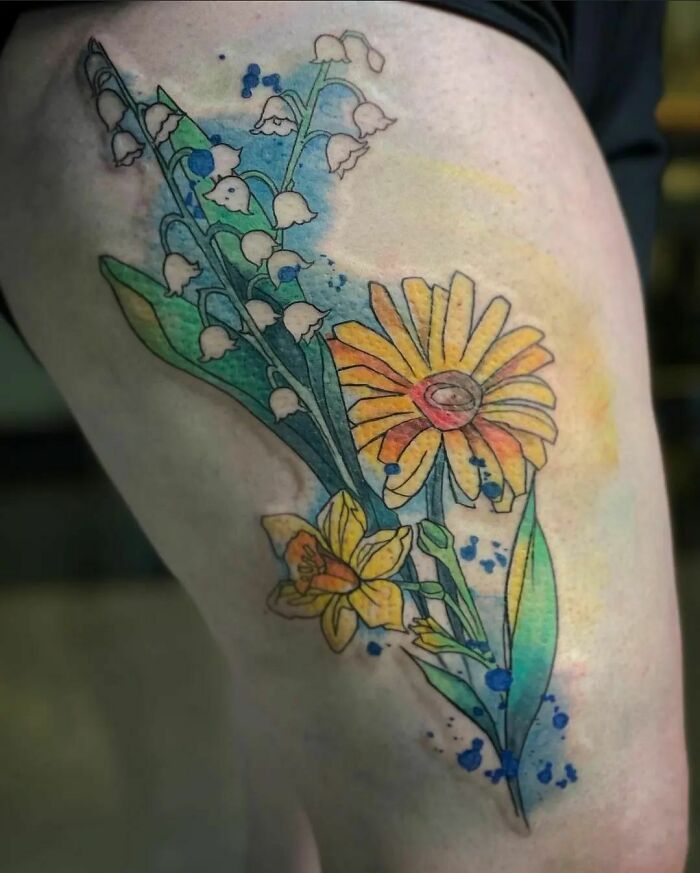Watercolor florals tattoo