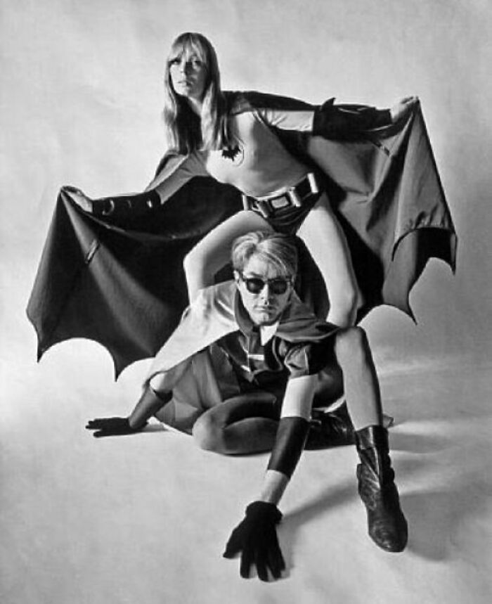 Nico And Andy Warhol As Batman And Robin For A Photoshoot In 1967