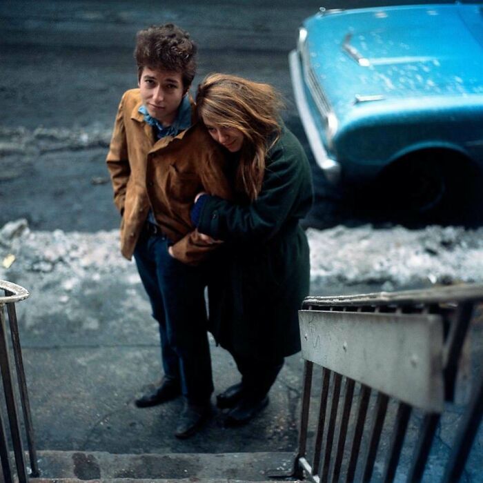 Bob Dylan And His Girlfriend Suze Rotolo During The Photoshoot For The Freewheelin' Bob Dylan Album Cover. West Village, 1963