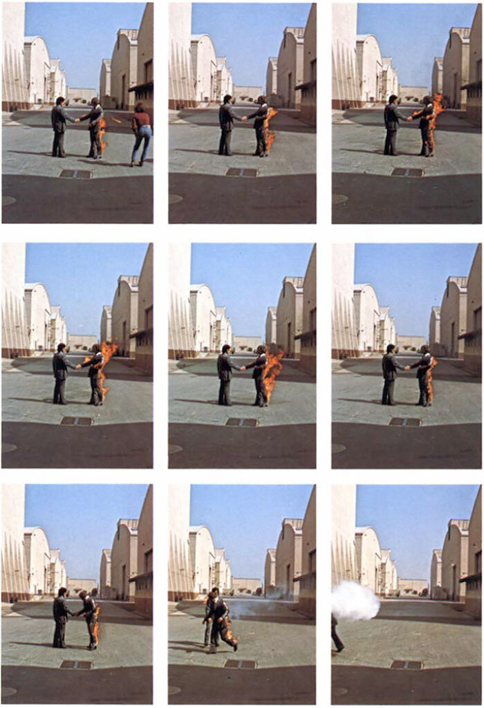 Outtakes From The Photoshoot That Would Eventually Become The Album Cover Of Pink Floyd's Album Wish You Were Here (1975)