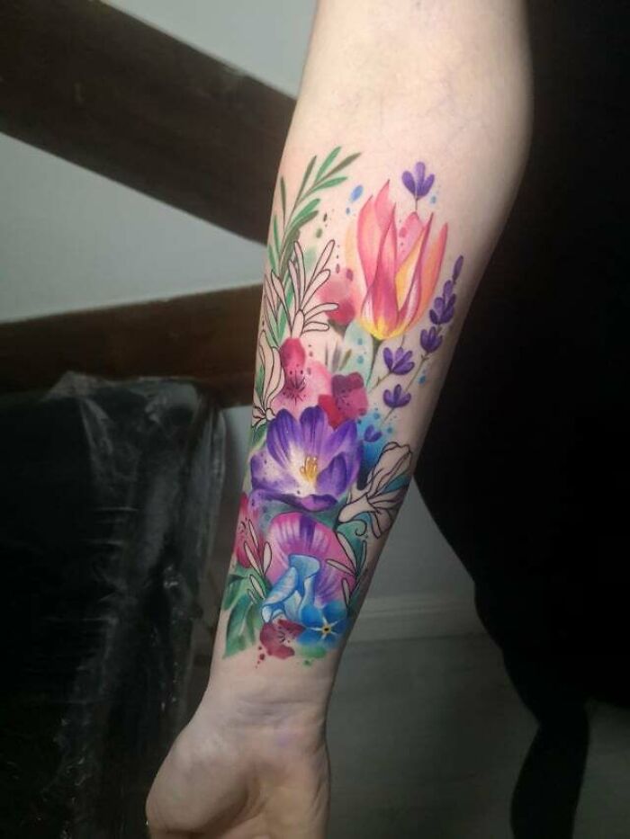 Watercolour Flowers By Olivia At The Hollows, Brighton UK