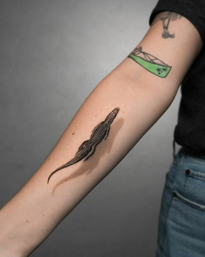 Shadowed Crocodile Tattoo