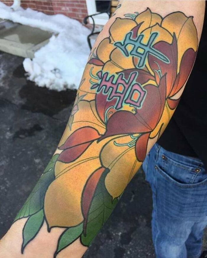 Peony flower tattoo