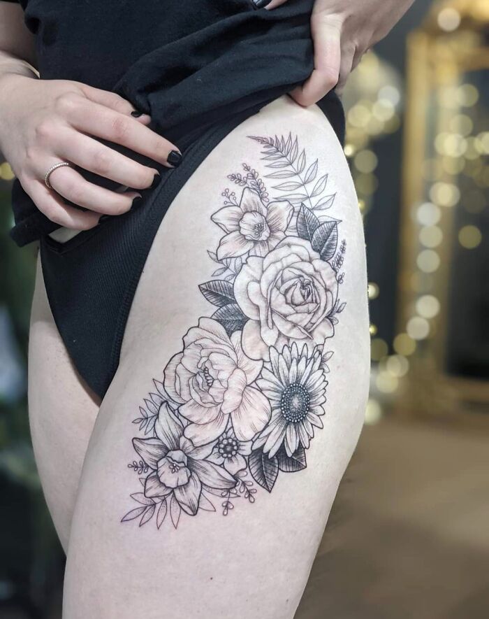Top 129+ flower arrangement tattoo best