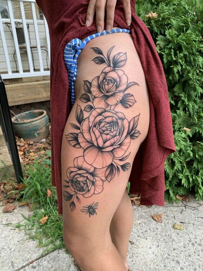 No Rain, No Flowers. Peony Piece Done By Fin At Mister Finsters In Falls Church, VA
