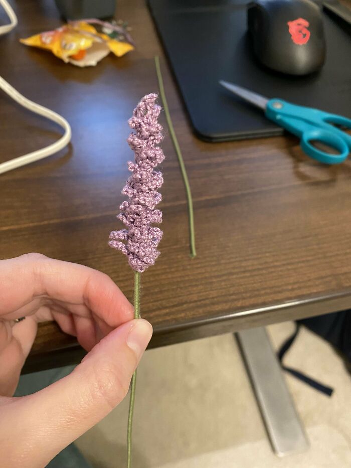 Over The Past Year I've Been Crocheting All My Wedding Flowers, Here Are The Lavender I've Made!