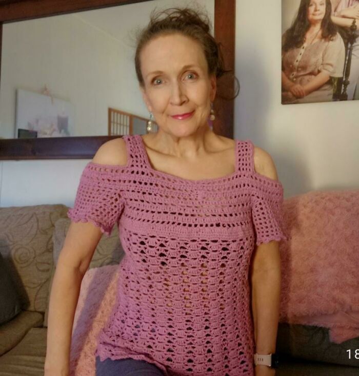 This Is My First Post In Reddit Ever So I Don't Know What To Do Here :) . I Am Disabled From A Car Accident Since 1999 And Bedbound. Knitting And Crocheting Is My Only Activity That I Have Learned Lately From Youtube. So Ií Am New To Crocheting Also. Here Is My Latest Crochet Blouse To Start With