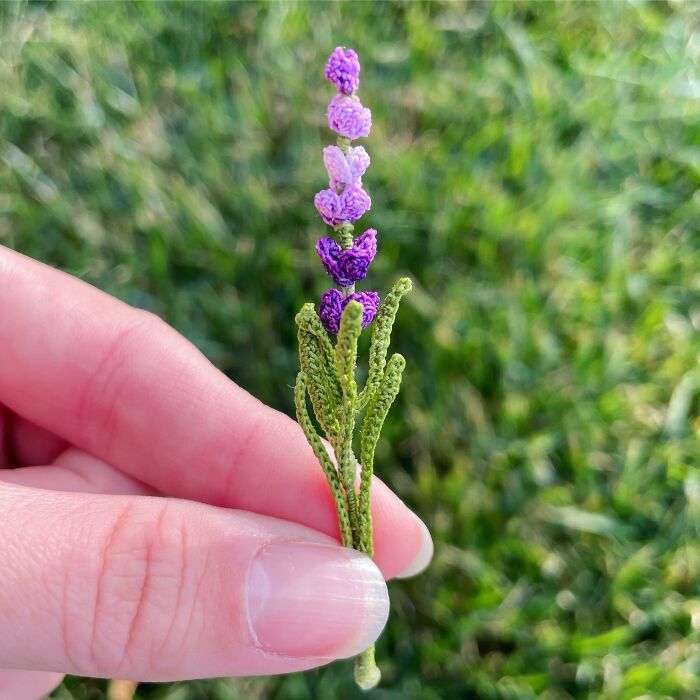 Small Lavender Made With .6mm Hook And Size 80 Cotton Thread