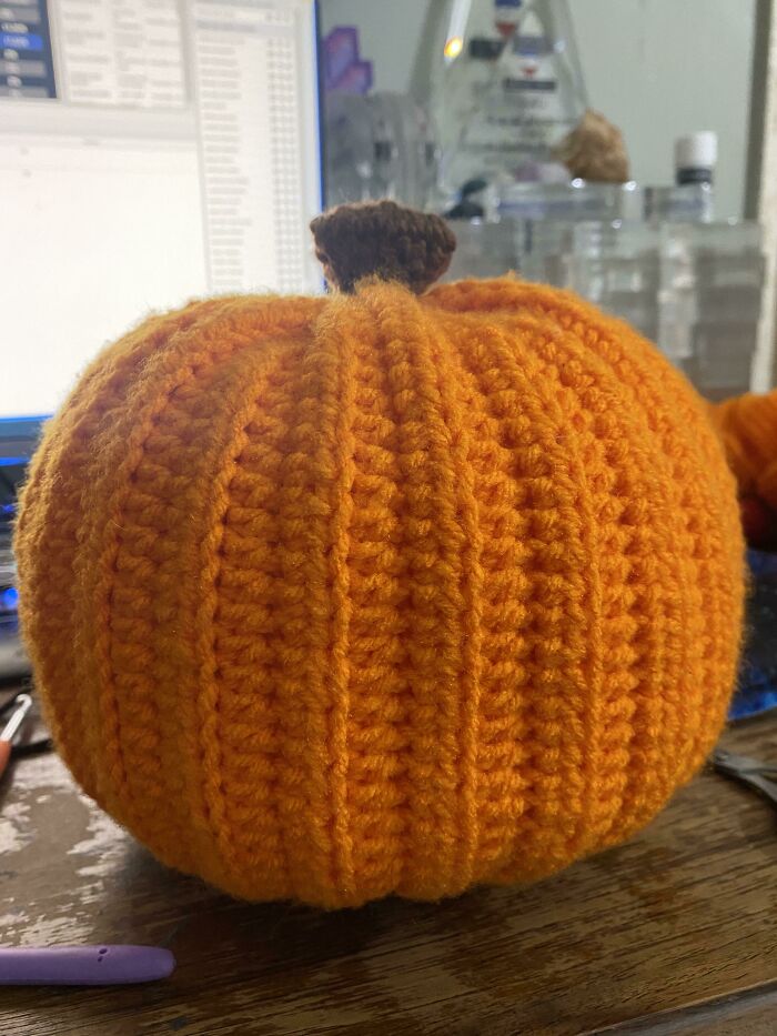 Just Started Crocheting And I’m Proud Of My First Pumpkin!
