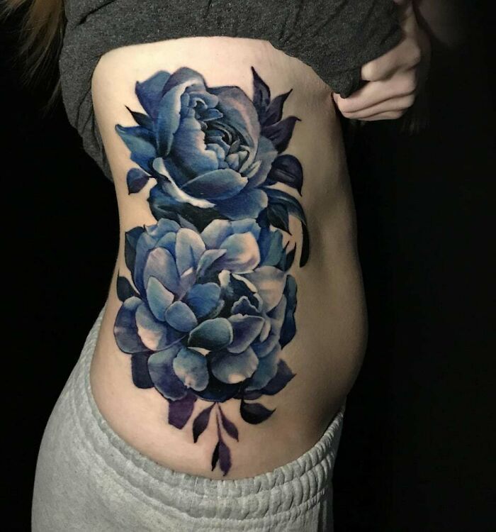 All blue flower tattoo