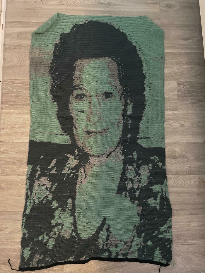 Crocheted My Grandmothers Portrait For My Mums Birthday