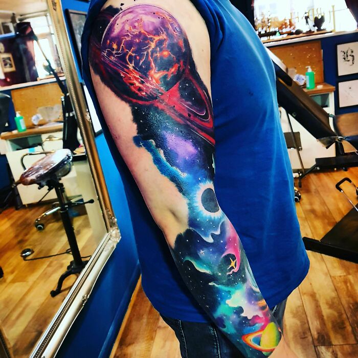 Space sleeve tattoo