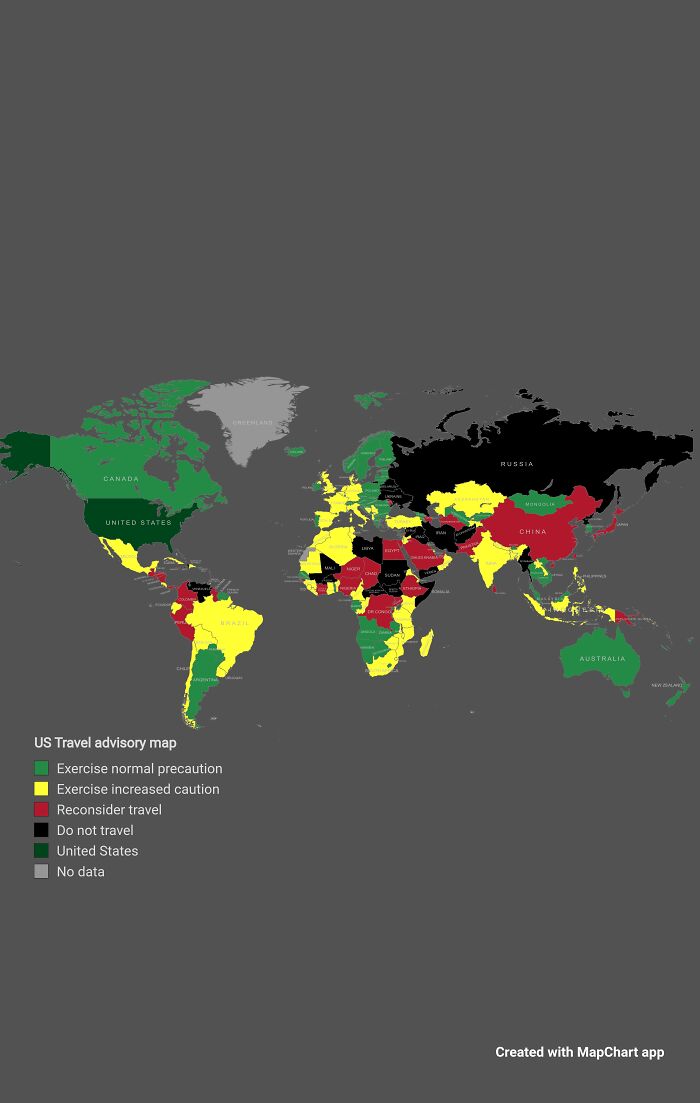 Us Travel Advisory World Map 2022