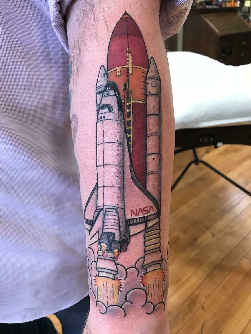 Space shuttle arm tattoo