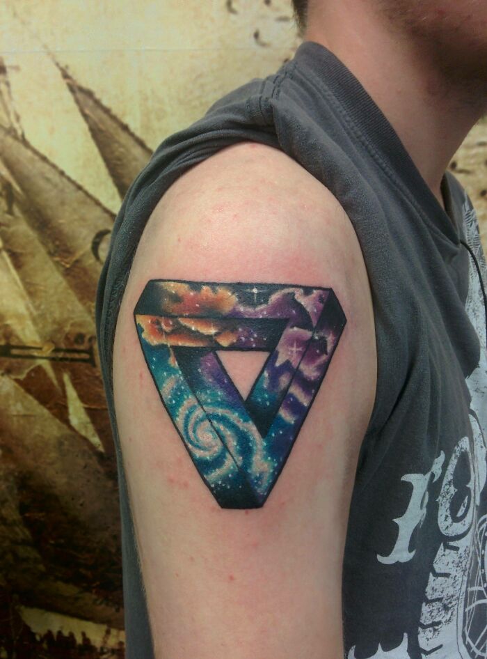 Penrose Triangle With Space Fill, Done By Laura Kennedy At Timeless Tattoo, Glasgow