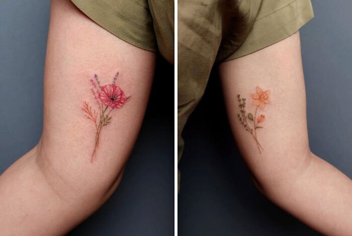 Watercolor flowers tattoos
