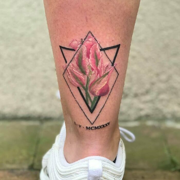 Watercolor tulips tattoo