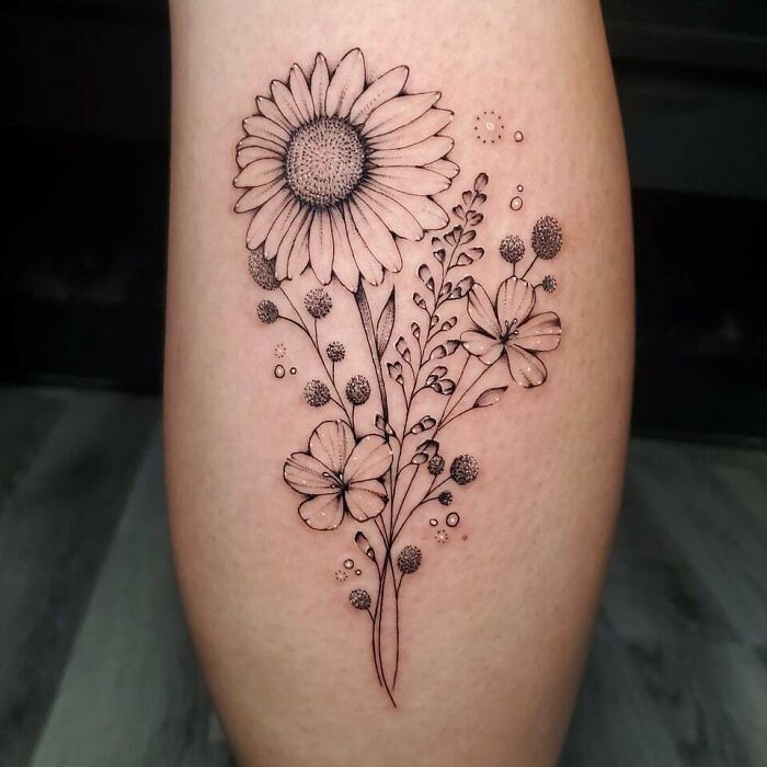 Floral Bouquet Of Wisconsin Flowers tattoo