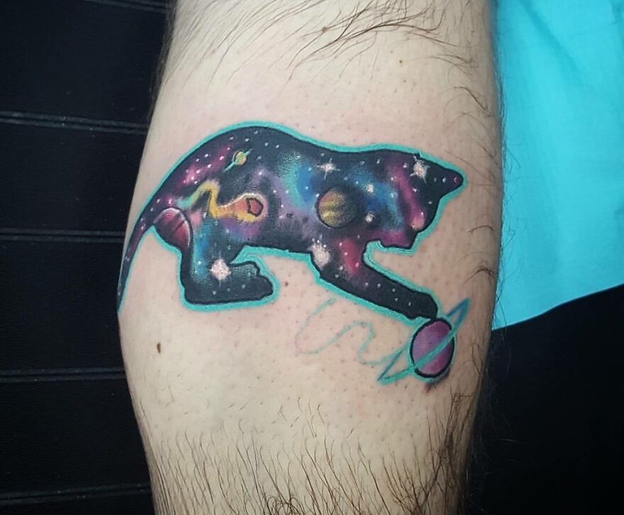 Space Cat! By Stephen Monnet - Electric Panther Tattoo, Cabot Ar