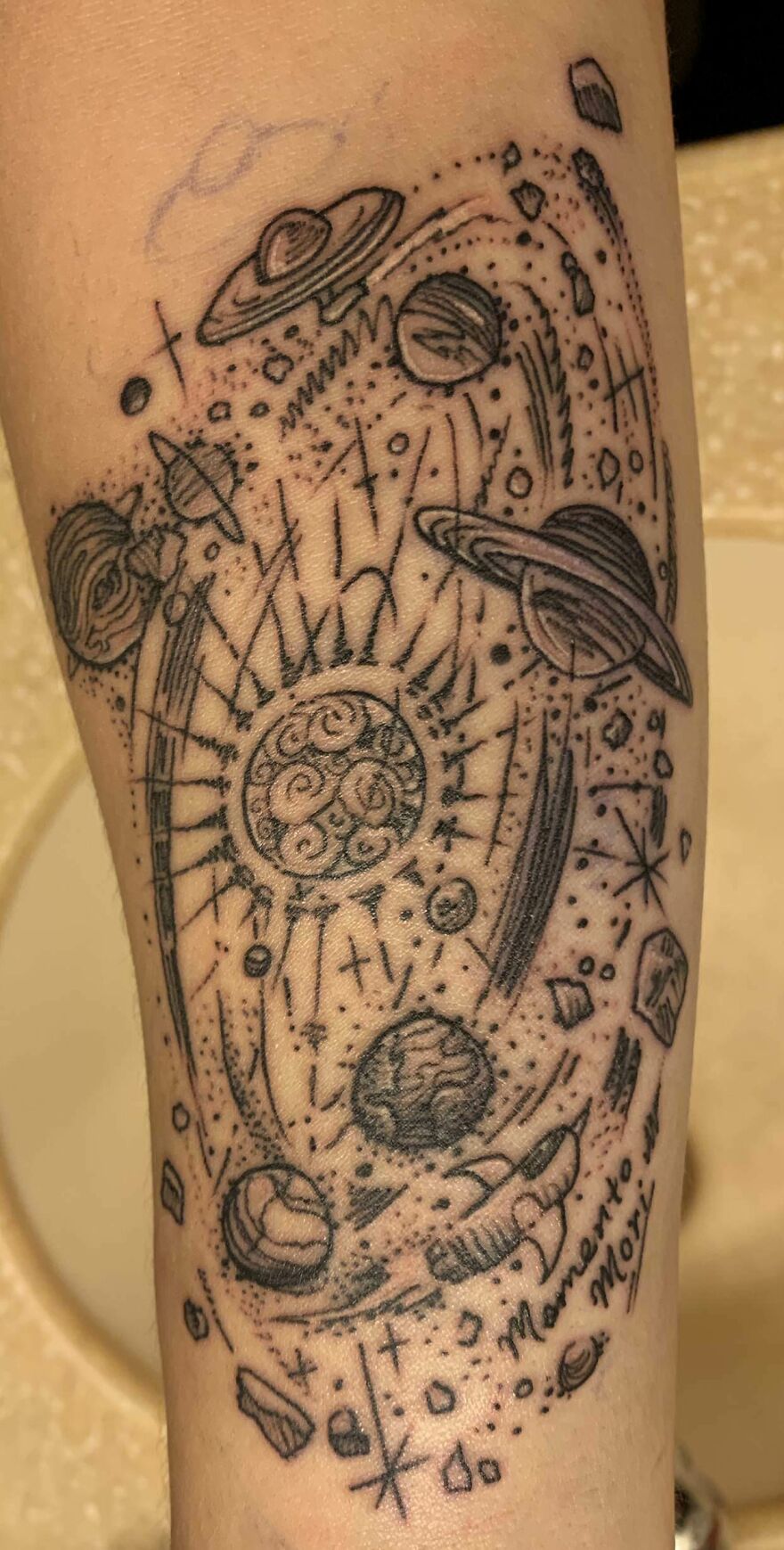 Planets and space tattoo