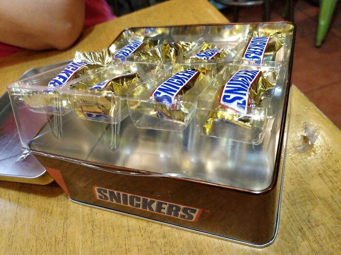 An Entire Tin Containing 8 Mini Snickers