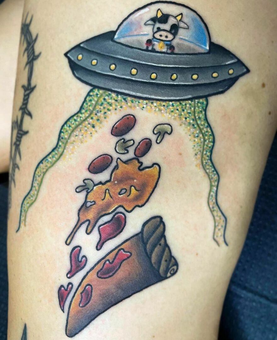 UFO Cow tattoo