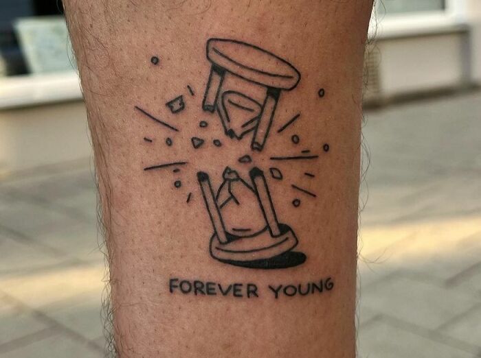 "Forever Young" and broken hourglass