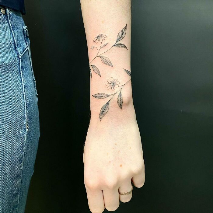 Flowers hand tattoo