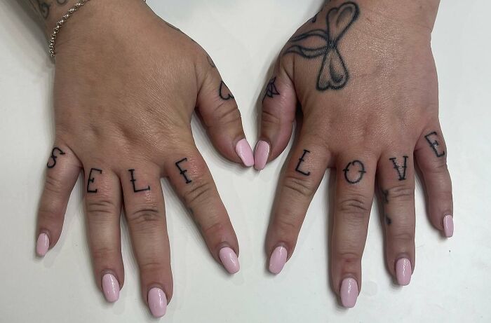 "Self Love" Finger Tattoos