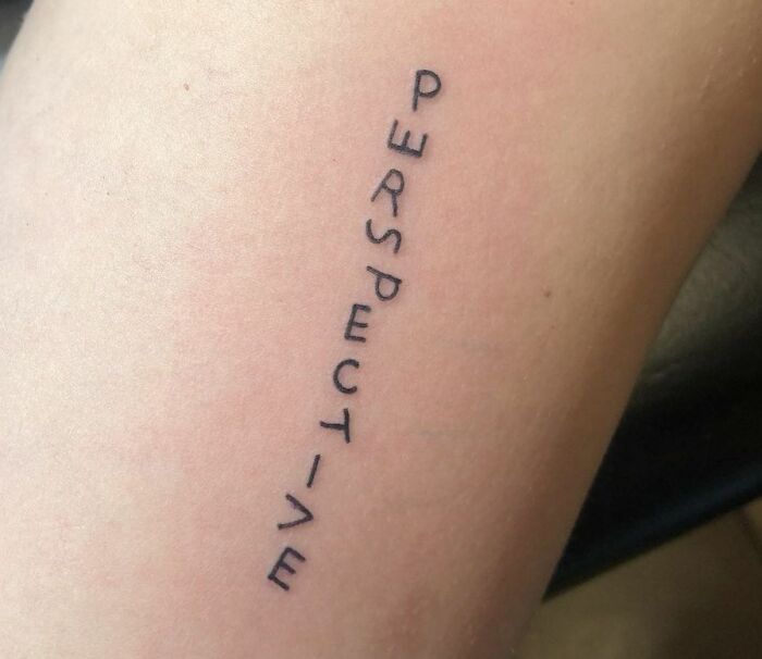 "Perspective" word tattoo 