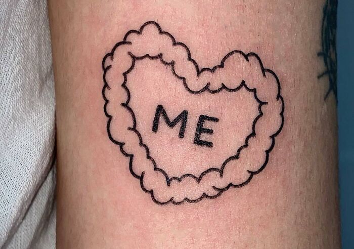 "Me" in the heart shape tattoo