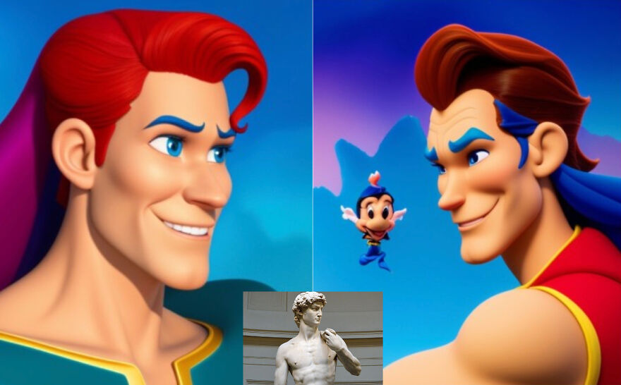 David Of Michelangelo With A Friend In A Disney Story