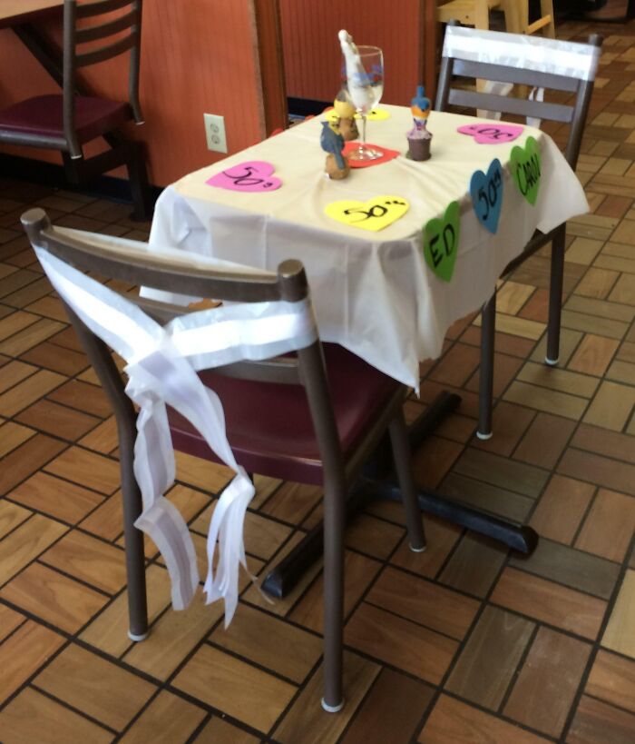 An Elderly Couple Has Eaten At My Local Taco John's Twice A Day For The Past 15 Years. The Staff Was Setting Up A Table To Celebrate Their 50th Wedding Anniversary