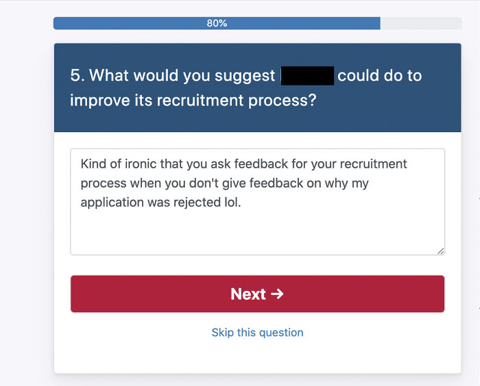 Company Asking For Feedback On Their Recruitment Process While Not Giving Me Feedback On Why I Was Rejected: