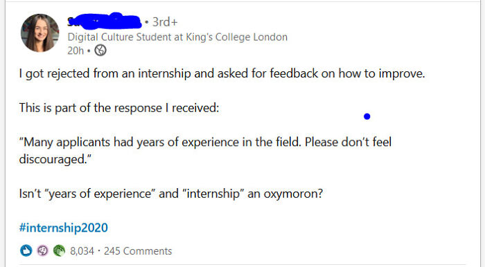 Rejected From An Internship For Not Having Enough Experience