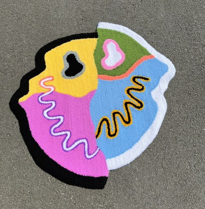 Colorful smile face rug