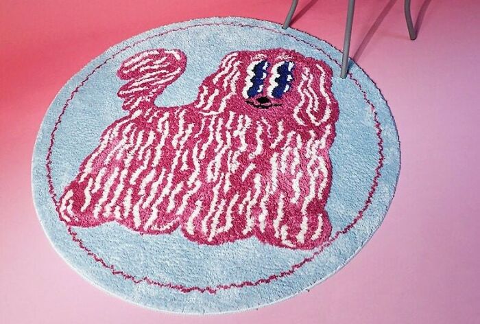 Colorful quirky dog rug