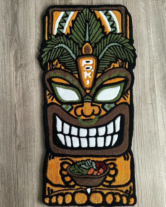 Colorful Tiki mask rug