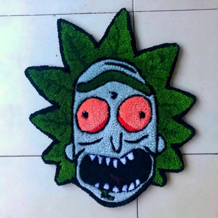 Rick with green hair rug